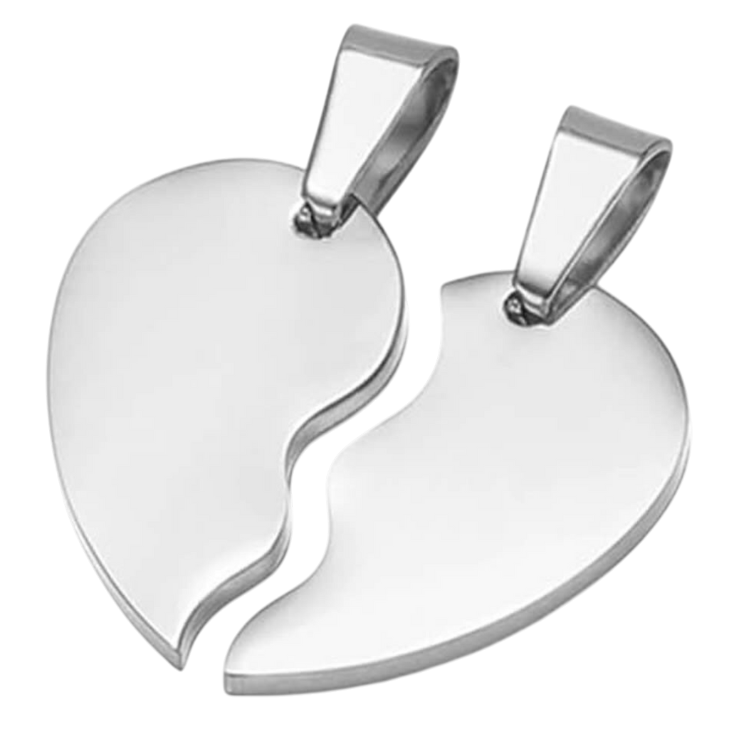 Gravure pendentif cœur duo