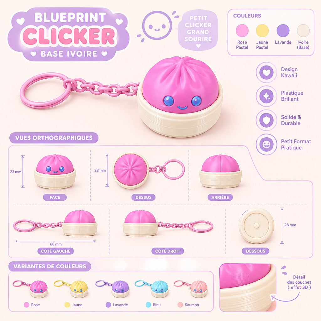Porte clé 3D : Bao adorables (CLICKER)