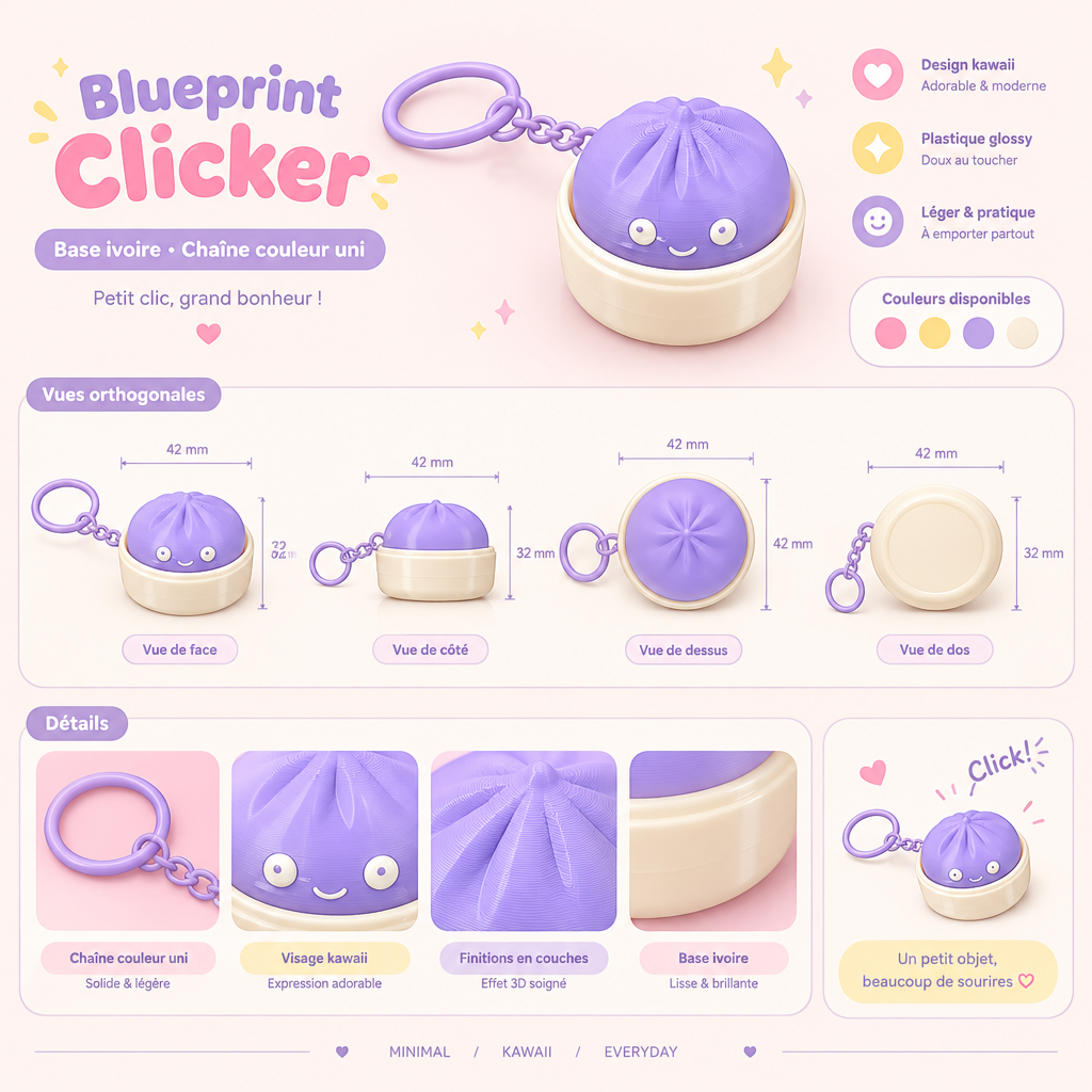 Porte clé 3D : Bao adorables (CLICKER)