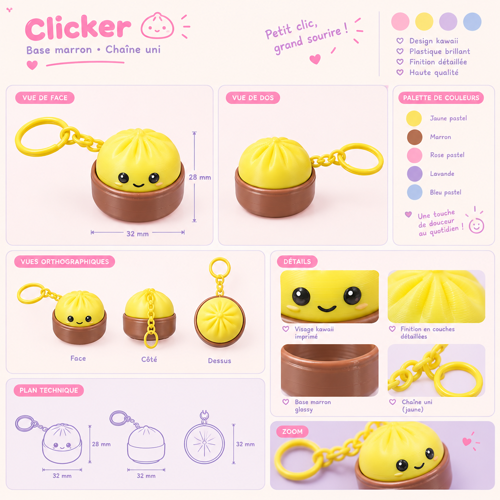Porte clé 3D : Bao adorables (CLICKER)
