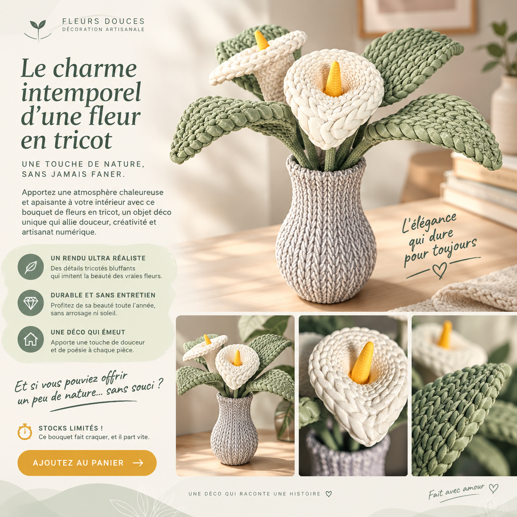 Fleur Zantedeschia tricotée au crochet