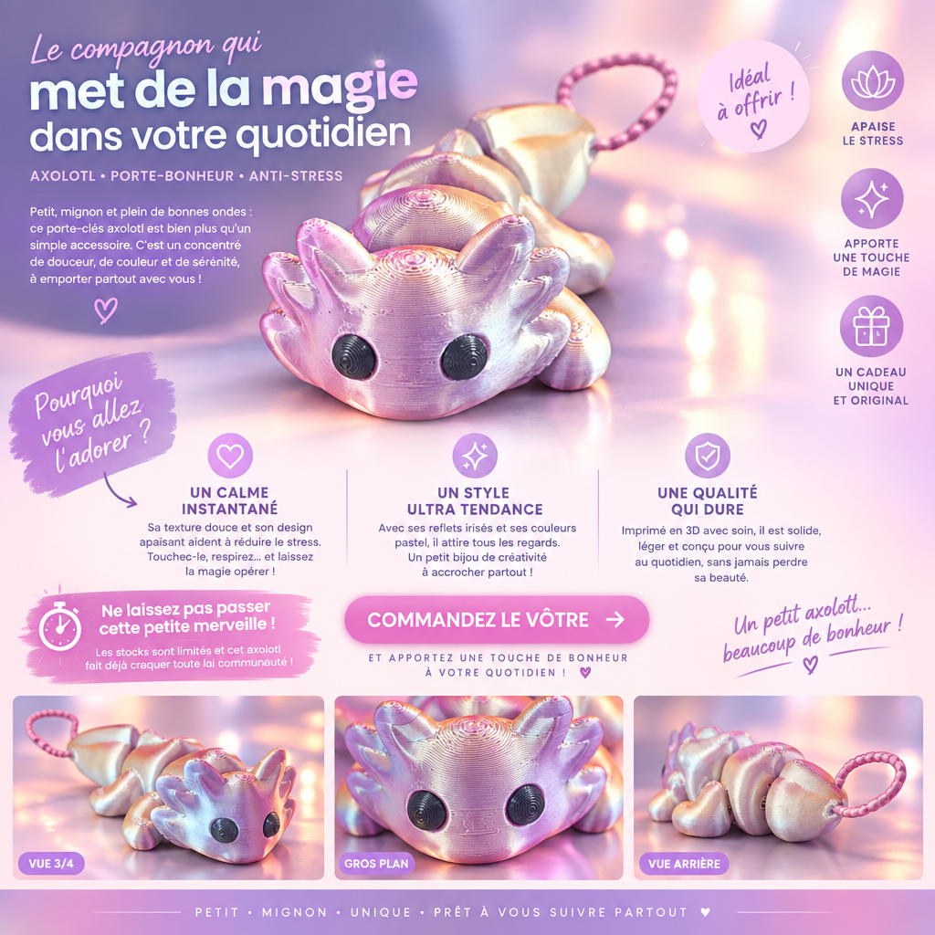 Porte clé 3D : Axolotl (FLEXI)