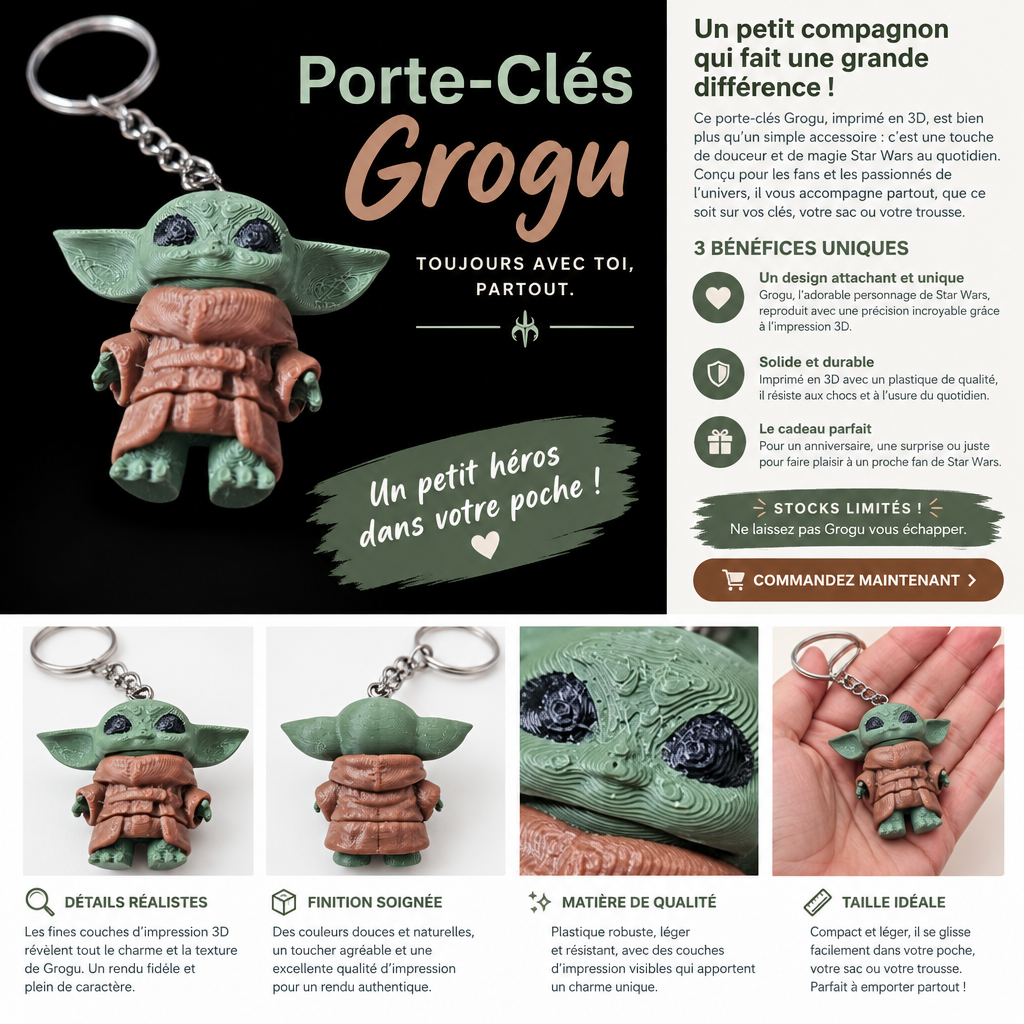 Porte clé 3D : Grogu (FLEXI)