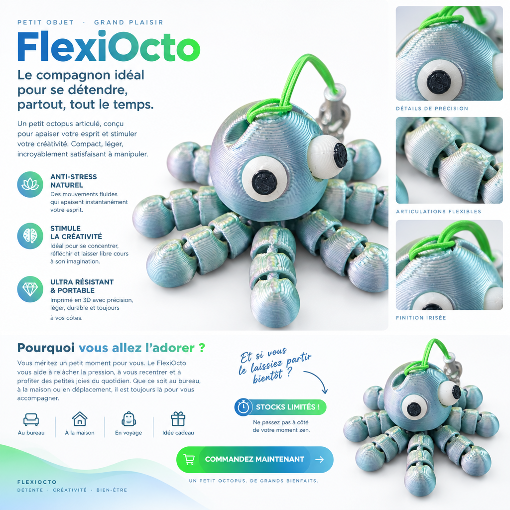 Porte clé 3D : Octopus (FLEXI)