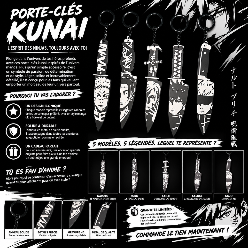Porte clé 3D : Couteau Jujutsu Kaisen