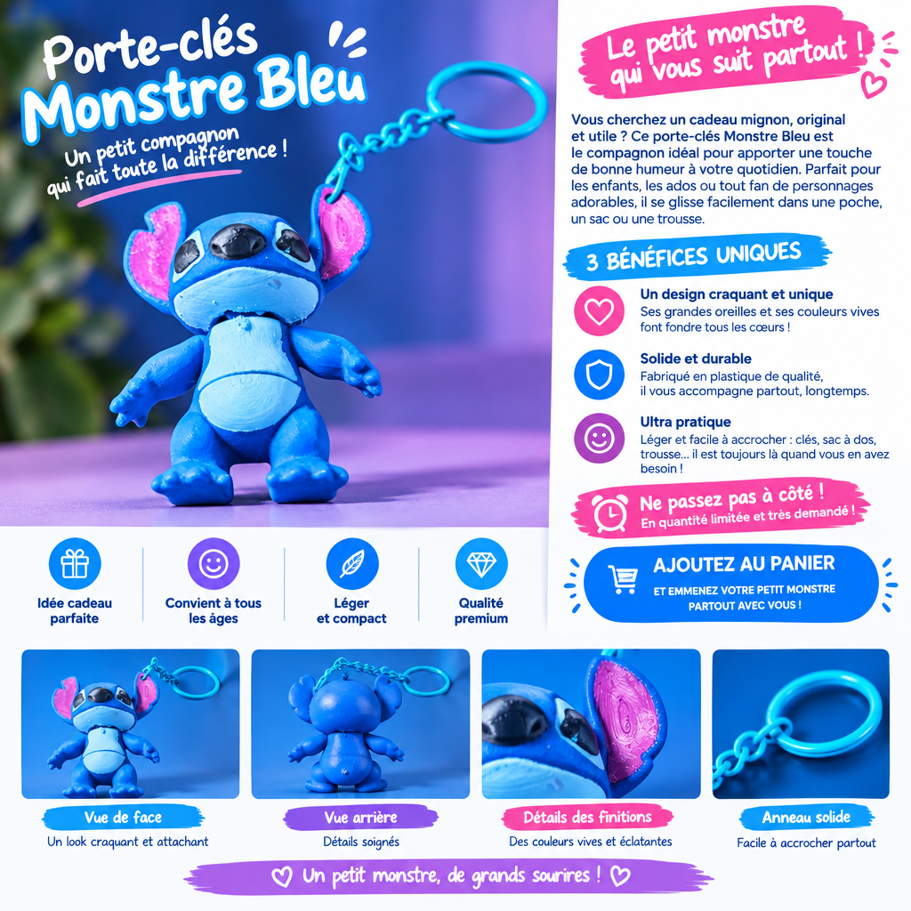 Porte clé 3D : Stitch (FLEXI)