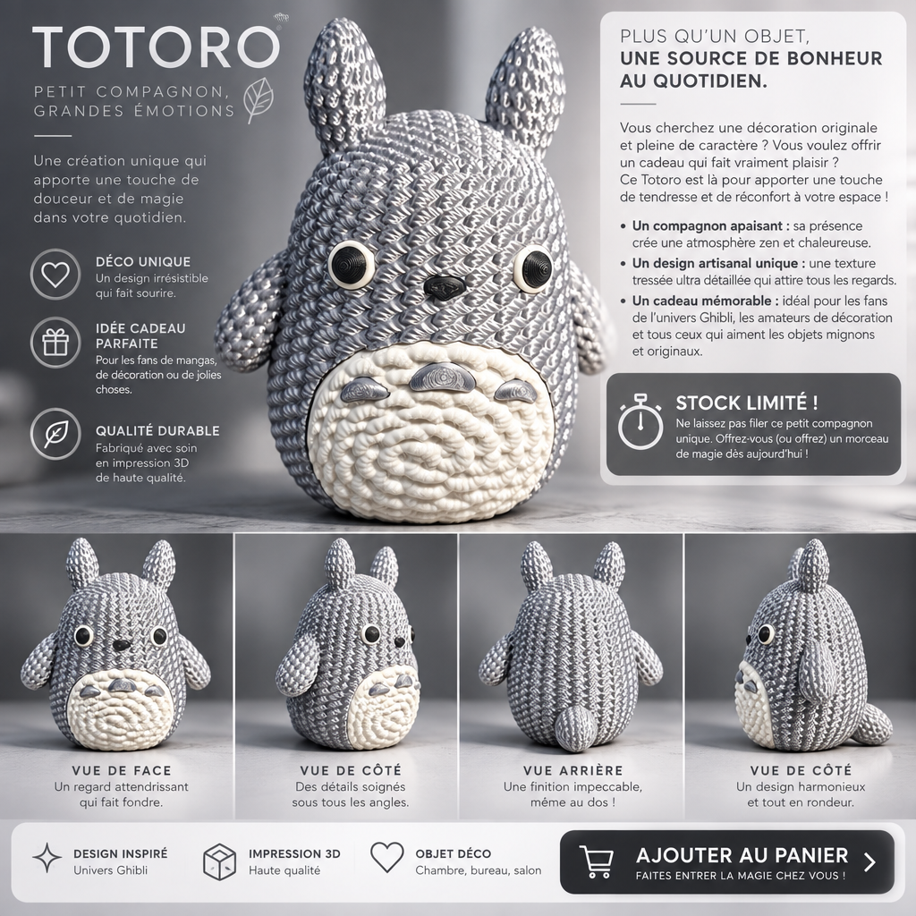 Totoro tricotée au crochet 3D